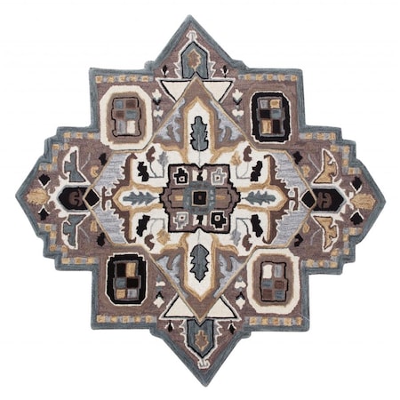 Palacedesigns 5 ft. Gray & Beige Medallion Area Rug PA3094645